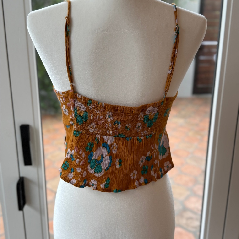 Floral Button-Up Camisole in Orange - Picture 3 of 4